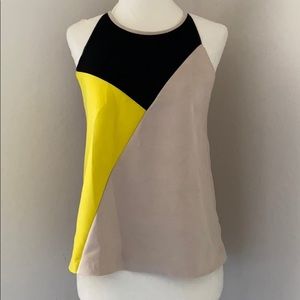Zara yellow/black/tan colorblock tank